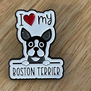 5/$25 Boston Terrier Dog Enamel Pin NEW I ❤️ My Boston terrier Pinback BT